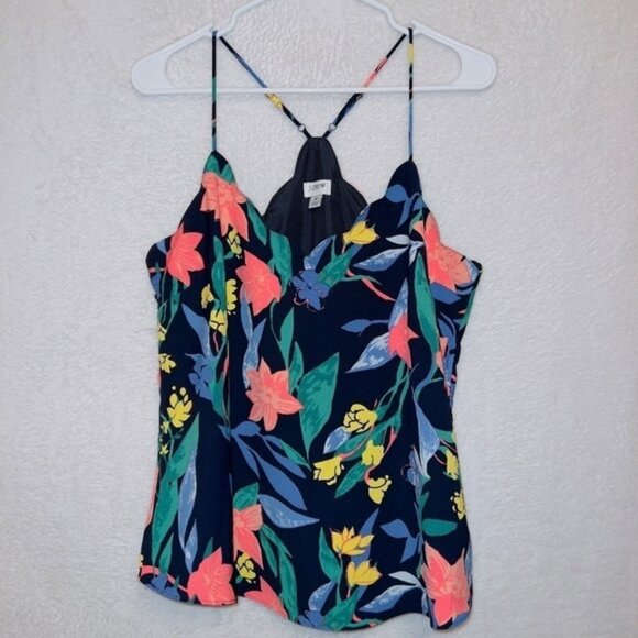 J. Crew AL504 Women's Size 6 Tropical Floral Print Scalloped Trim Cami Tank Top - Picture 7 of 7